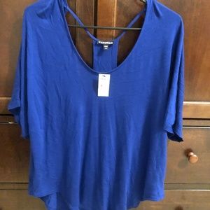 Blue open black blouse